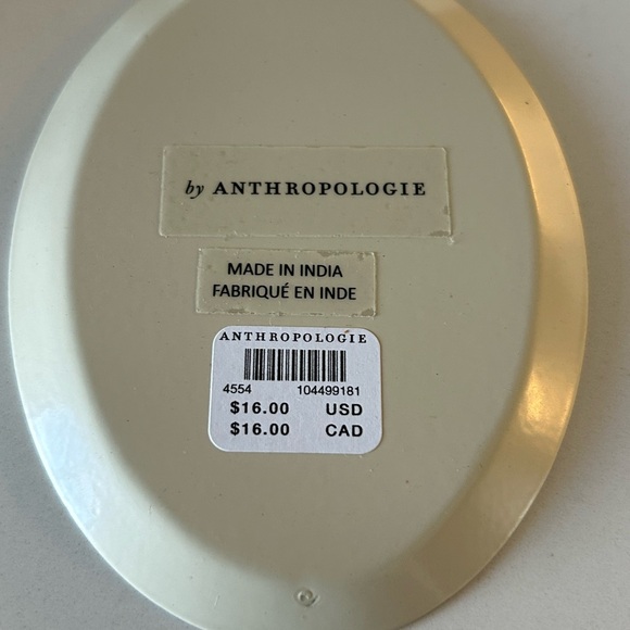 Anthropologie Floral Oval Metal Plate with Bird Design . Made in India - Picture 3 of 4